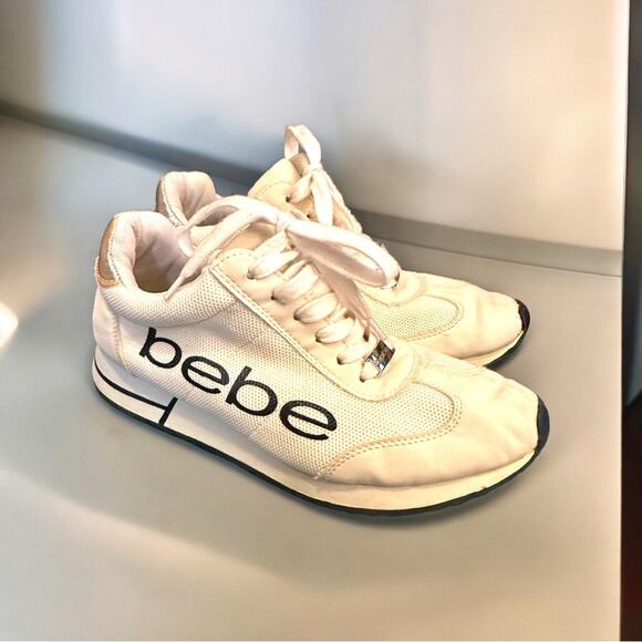 Bebe Brodie Ivory Logo Sneakers Women's 10 - Picture 3 of 12
